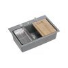 Quadron Marc 110 Zestaw Zlewozmywak granitowy jednokomorowy 76x50 cm + syfon + dozownik + wkładka ociekowa + Qmata + deska silver stone/elementy stalowe HQM7650U5_BS