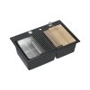 Quadron Marc 120 Zestaw Zlewozmywak granitowy dwukomorowy 76x50 cm + syfon + dozownik + deska + wkładka ociekowa + qmata czarny pure carbon/stalowy HQC7650U7_BS