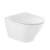Roca Gap Round Zestaw Toaleta WC podwieszana 54x35,5x44 cm Rimless bez kołnierza z deską wolnoopadającą Slim biała A34H0N8000