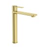 Roca Targa Bateria umywalkowa wysoka Cold Start bez korka PVD brushed gold z powłoką Everlux A5A345FVA0