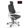 Unique Wau fotel biurowy biały/tkanina burgundy W-609-W-BL403