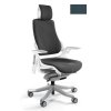 Unique Wau fotel biurowy biały/tkanina steelblue W-609-W-BL414