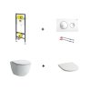 Viega Prevista Dry zestaw stelaż do WC + mocowania + przycisk biały + toaleta WC 53x36 cm bez kołnierza z deską wolnoopadającą Slim biała 771973+773793+678630+H8669560000001