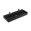 Villeroy & Boch Memento 2.0 Umywalka wisząca lub nablatowa 120x47 cm podwójna z przelewem czarna Pure Black z powłoką CeramicPlus 4A22CKR7