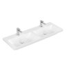 Villeroy & Boch Subway 3.0 Umywalka meblowa podwójna 130x47,5 cm bez przelewu z 2 otworami na baterie z powłoką CeramicPlus weiss alpin 4A71D1R1