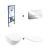 Villeroy & Boch Subway 3.0 Zestaw Combi-Pack Toaleta WC 56x37 cm biały bez kołnierza + deska wolnoopadająca + stelaż + przycisk ViConnect chrom 4670TS01+92246100+92249061