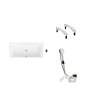 Villeroy & Boch Targa Zestaw Wanna prostokątna 170x75 cm + n&oacute;żki + syfon do wanny z odpływem na środku biały Weiss Alpin/chrom UBA170FRA2V01+U99740000+138561
