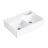 Villeroy&Boch Sink Unit Zlewozmywak ceramiczny farmerski dwukomorowy CeramicPlus 89,5x63 cm biały perłowy dekor White Pearl 632391KT
