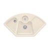 Villeroy&Boch Solo corner Zlewozmywak ceramiczny 2-komorowy CeramicPlus 107,5x60 cm z korkiem pop-up, narożny, z ociekaczem, kremowy Crema 670802KR