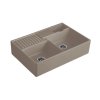 Villeroy&Boch Sink Unit Zlewozmywak ceramiczny farmerski dwukomorowy CeramicPlus 89,5x63 cm jasnobrązowy drewniany Timber 632391TR