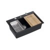 Quadron Marc 110 Zestaw Zlewozmywak granitowy jednokomorowy 76x50 cm + syfon + dozownik + wkładka ociekowa + Qmata + deska pure carbon/elementy stalowe HQM7650U7_BS