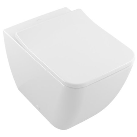 Villeroy & Boch Venticello Toaleta WC stojąca 37,5x56 cm lejowa DirectFlush bez kołnierza wewnętrznego z powłoką CeramicPlus, biała Weiss Alpin 4613R0R1