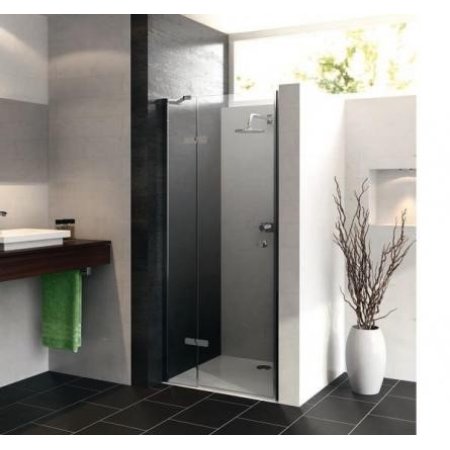 Huppe Enjoy Pure Drzwi skrzydłowe ze stałym segmentem do wnęki - Mocowanie prawe 80/200 chrom eloxal Szkło Sand Plus Anti-Plaque 4T1001.092.316