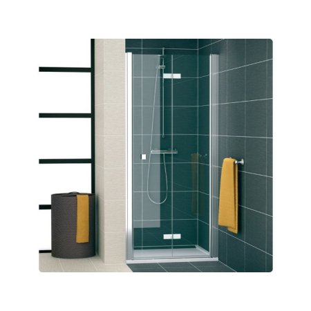 Ronal Swing Line F Drzwi prysznicowe dwuczęściowe składane - Mocowanie prawe 70 x 195 cm biały Pas satynowy poziomy (SLF1D07000451)