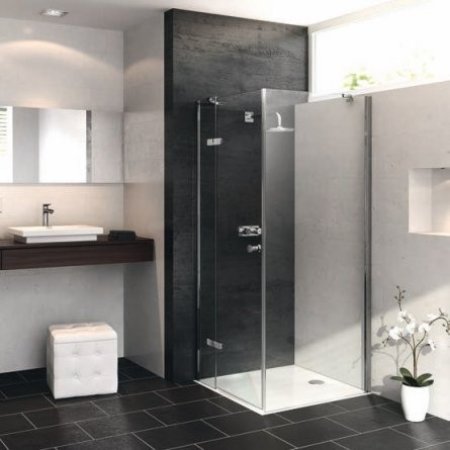 Huppe Enjoy Pure Ściana boczna do drzwi skrzydłowychze stałym segmentem montaż na brodziku - 80/200 chrom eloxal Szkło Privatima Anti-Plaque 4T1603.092.375