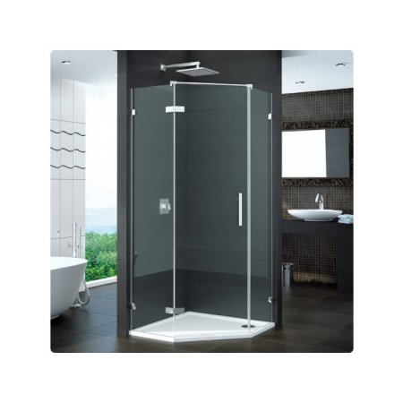 Ronal Pur Drzwi prysznicowe jednoczęsciowe do kabiny pięciokątnej - Mocowanie lewe na wymiar Chrom Satynowa (PUR51GSM11049)