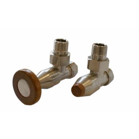 Schlosser Prestige zestaw grzejnikowy kątowy ½ x M22x1,5 Stal Stożkowe pokrętło drewniane GW M22x1,5 x GW 1/2 Stal 604500030