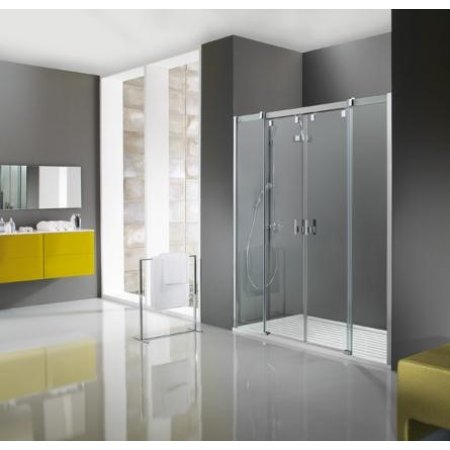 Huppe Vista Pure Drzwi suwane 2-częściowe ze stałymi segmentami do wnęki - 160/200 chrom/chrom Szkło Sand Plus VT0421C91315