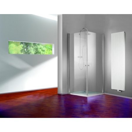 Huppe 501 Design Pure Drzwi prysznicowe skrzydłowe - 90/190 biały Szkło Sand Plus 510601.055.315