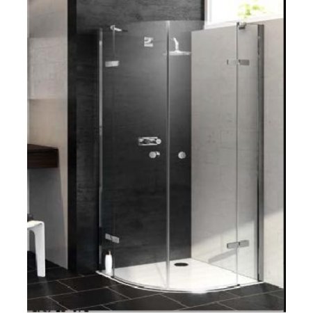 Huppe Enjoy Pure Drzwi skrzydłowe ze stałymi segmentami 2-częsciowe montaż na brodziku 120x90 o promieniu 50 - biały Szkło przezroczyste 4T1509.055.321