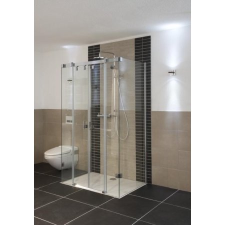 Huppe Vista Pure Kabina prysznicowa-drzwi suwane 2-częściowe ze stałymi segmentami i dwoma ściankami bocznymi - 160/100/200 chrom/chrom Szkło przezroczyste Anti-Plaque VT0502C91322