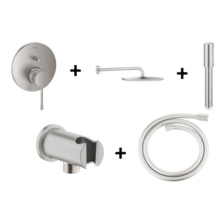 Grohe Essence Zestaw prysznicowy podtynkowy z deszczownicą stal nierdzewna GNS132