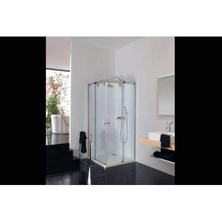 Huppe Vista Pure Kabina prysznicowa-wejście narożnikowe, drzwi suwane - 80/80/200 chrom/chrom Szkło przezroczyste Anti-Plaque VT0550C91322