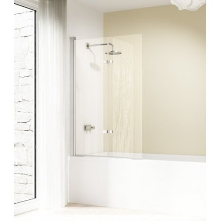 Huppe Design Elegance Parawan nawannowy drzwi skrzydłowe składane - Mocowanie prawe 120/150 srebrny matowy Szkło Sand Plus Anti-Plaque 8E2402.087.316