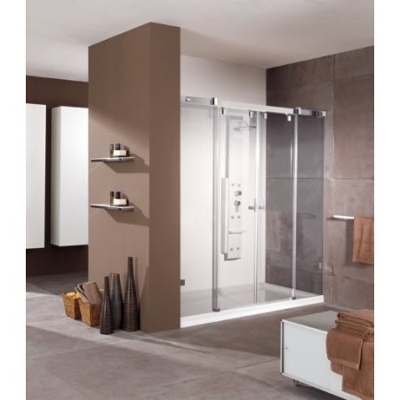 Huppe Vista Pure Drzwi bezramowe suwane 2-częściowe ze stałymi segmentami do wnęki - na wymiar chrom/chrom Szkło przezroczyste VR0029C91321