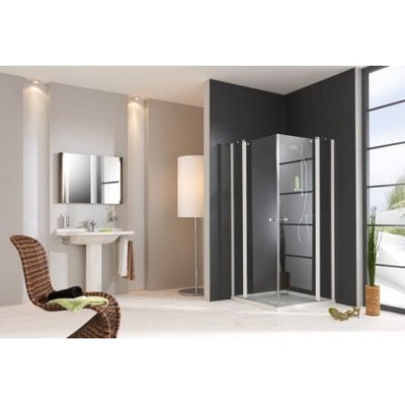 Huppe 501 Design Pure Drzwi skrzydłowe ze stałym segmentem - 100/200 srebrny matowy Szkło Intima 510616.087.373