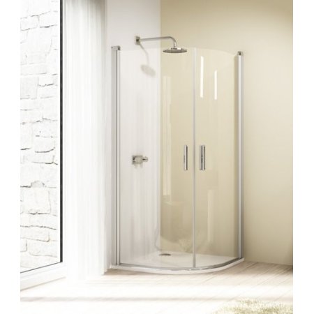 Huppe Design Elegance Drzwi skrzydłowe - p&oacute;łokrągłe - 100/100/190/55 srebrny matowy Szkło przezroczyste Anti-Plaque 8E1606.087.322