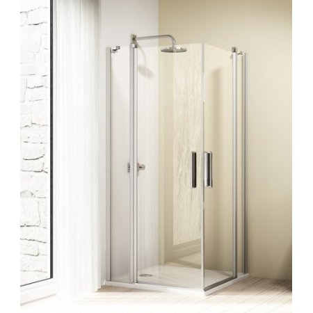Huppe Design Elegance Drzwi skrzydłowe ze stałymi segmentami - 90/190 chrom eloxal Szkło przezroczyste Anti-Plaque 8E0702.092.322