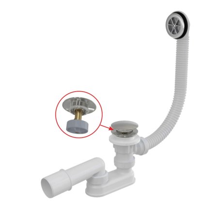 Alcaplast Syfon wannowy z korkiem klik klak 120 cm chrom A505CKM-120