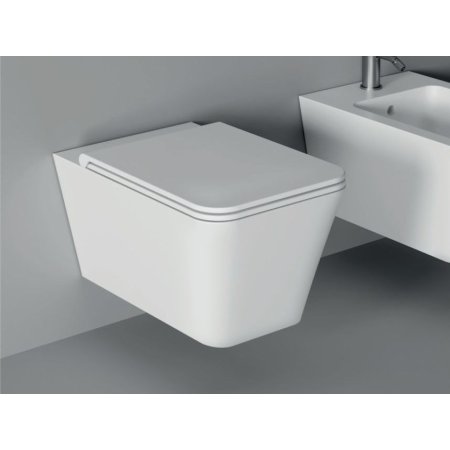 Alice Ceramica Hide Toaleta WC 55x35 cm bez kołnierza + deska wolnoopadająca + elementy mocujące biały 31210101+MC3101SQS+FIX10
