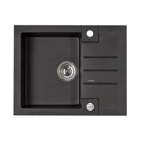 Alveus Rock 30 Zlewozmywak granitowy 59,5x47,5 cm 1-komorowy z ociekaczem czarny 1213091