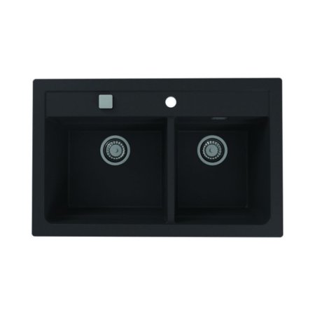 Alveus Atrox 50 Zlewozmywak granitowy dwukomorowy 79x50 cm czarny 1132002