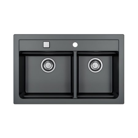 Alveus Atrox 50 Zlewozmywak granitowy dwukomorowy 79x50 cm czarny 1132002