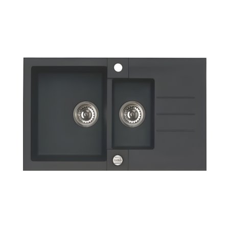 Alveus Rock 70 Zlewozmywak granitowy 78x48 cm 1,5-komorowy z ociekaczem czarny 1217091