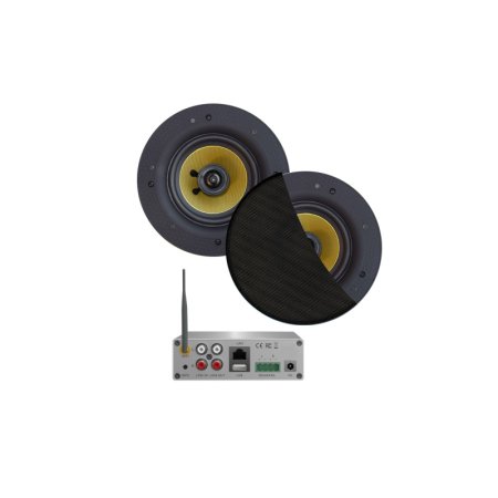AquaSound Zestaw Wzmacniacz audio WiFi 50 W + głośniki Samba czarny mat WMA50-SZ