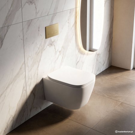 ArtCeram A16 Mini Zestaw Toaleta WC podwieszana kr&oacute;tka 45x36 cm Rimless bez kołnierza + deska Slim biała ASV00501;00+ASA00201