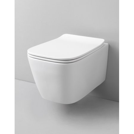 Art Ceram A16 Zestaw Toaleta WC podwieszana 52x36 cm Rimless z deską sedesową wolnoopadającą Slim, biały ASV00301;00+ASA001