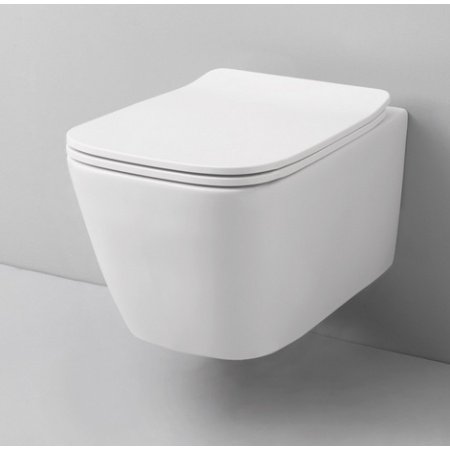 ArtCeram A16 Mini Zestaw Toaleta WC podwieszana 45x36 cm Rimless bez kołnierza, biała ASV00501;00+ASA00201