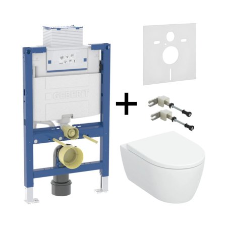Geberit iCon Zestaw Toaleta WC TurboFlush bez kołnierza spłukiwanie wirowe + deska wolnoopadająca + stelaż + wsporniki + mata 503.046.00.1 + 111.003.00.2 + 111.815.00.1 + 156.050.00.1