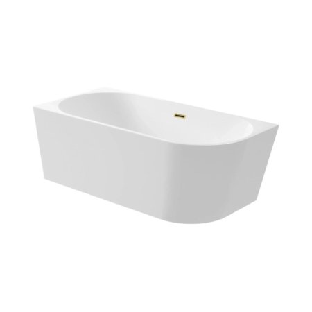 Balneo Avola Wanna wolnostojąca 150x75 cm narożna lewa biała + syfon klik klak złoto lustrzane J0101050502-3