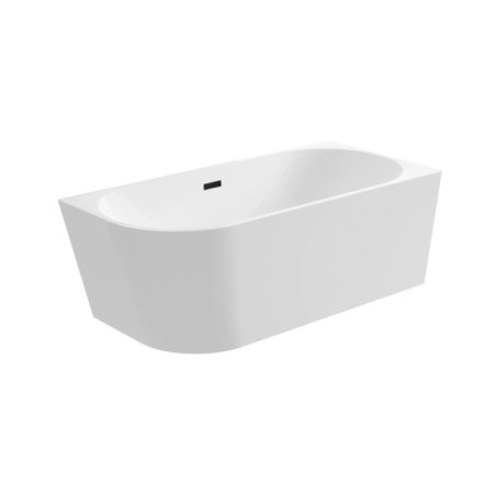 Balneo Avola Wanna wolnostojąca 150x75 cm narożna prawa biała + syfon klik klak czarny J0101030402-3