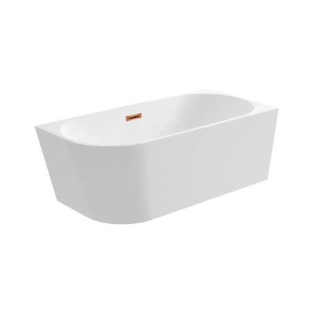 Balneo Avola Wanna wolnostojąca 150x75 cm narożna prawa biała + syfon klik klak miedziany J0101060402-3