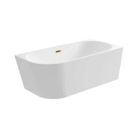 Balneo Avola Wanna wolnostojąca 150x75 cm narożna prawa biała + syfon klik klak złoty J0101040402-3