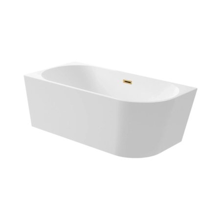 Balneo Avola Wanna wolnostojąca 160x80 cm narożna lewa biała + syfon klik klak złoty J0101040502-1