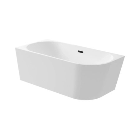 Balneo Avola Wanna wolnostojąca 160x80 cm narożna lewa biała + syfon klik klak czarny J0101030502-1