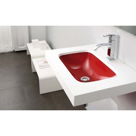 Bathco Une Umywalka wisząca 60x45x13 cm szklana, biała/czerwona 0526RJ